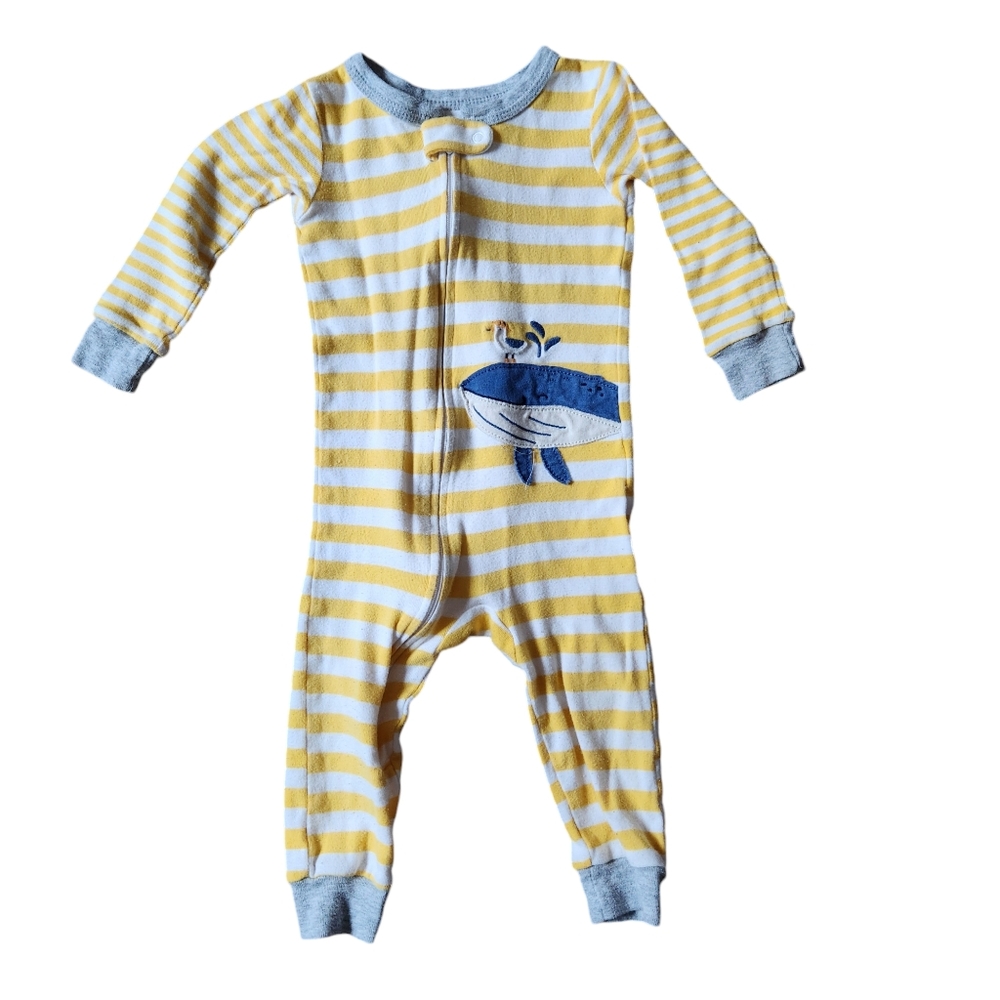 Carter's Whale Long Sleeve One-piece Footless Sleeper Pajamas Size 12 Months